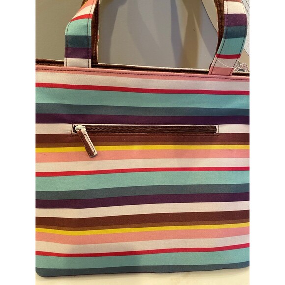 Striped Tote Beach Bag w/tags. Swim Bag Pool Bag  HUGE inside compartment - Picture 5 of 11